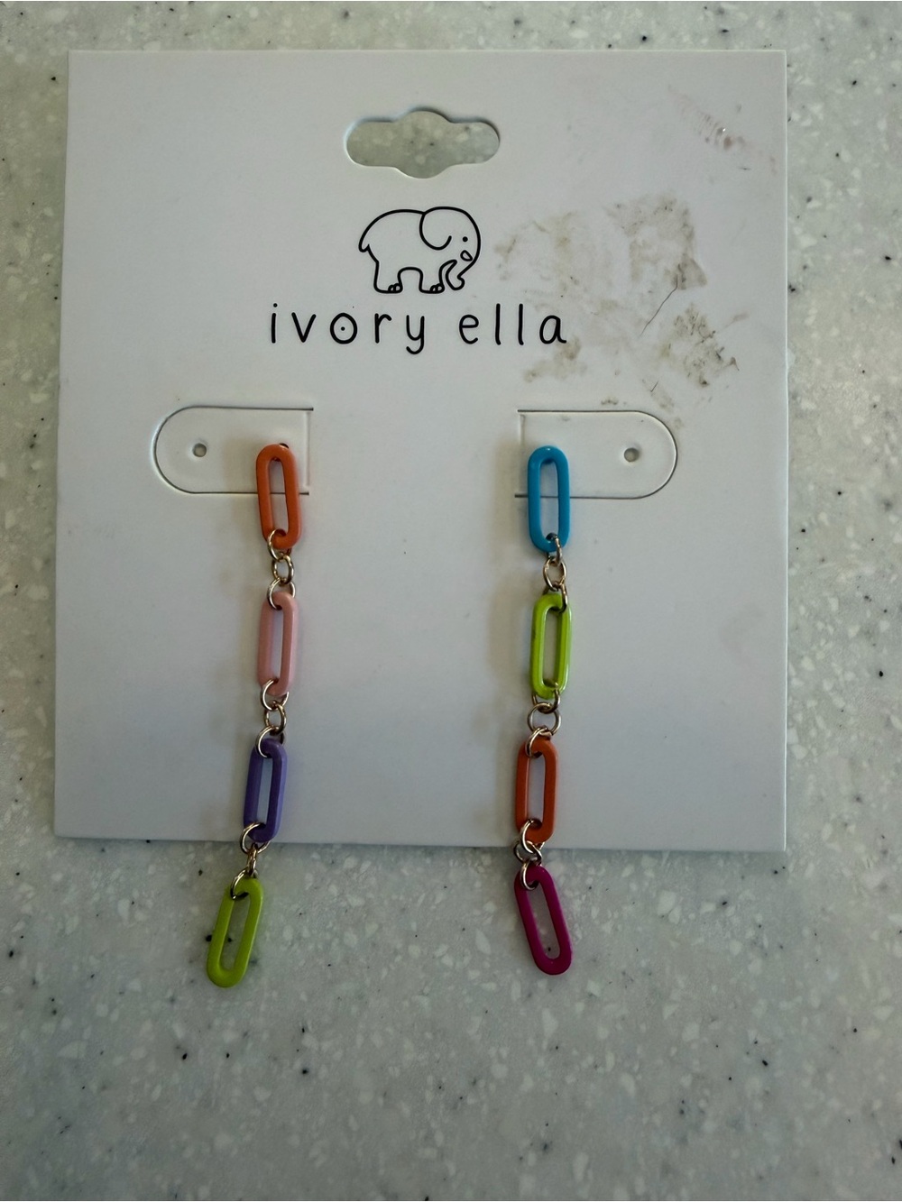 New Ivory Ella Kids Multicolor Chain Link Drop Earrings - Colorful